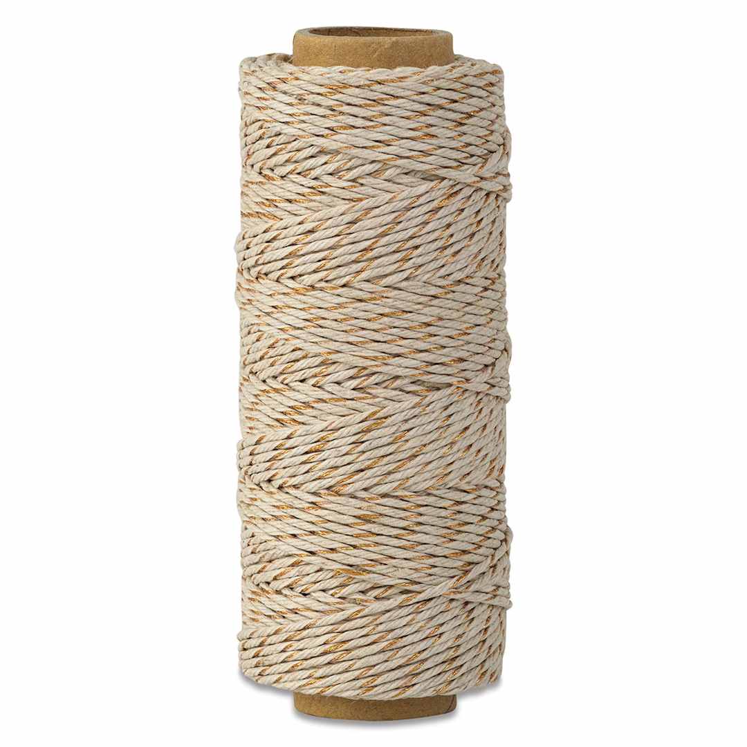 Open in modal - Hemptique Hemp Cord Spools - Front of single Natural with Metallic Copper spool of Hemp cord