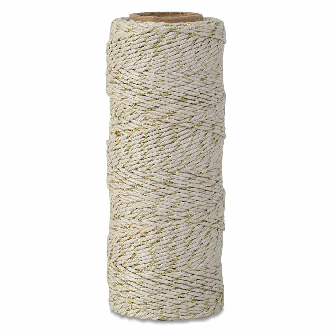 Open in modal - Hemptique Hemp Cord Spools - Front of single Natural with Metallic Gold spool of Hemp cord