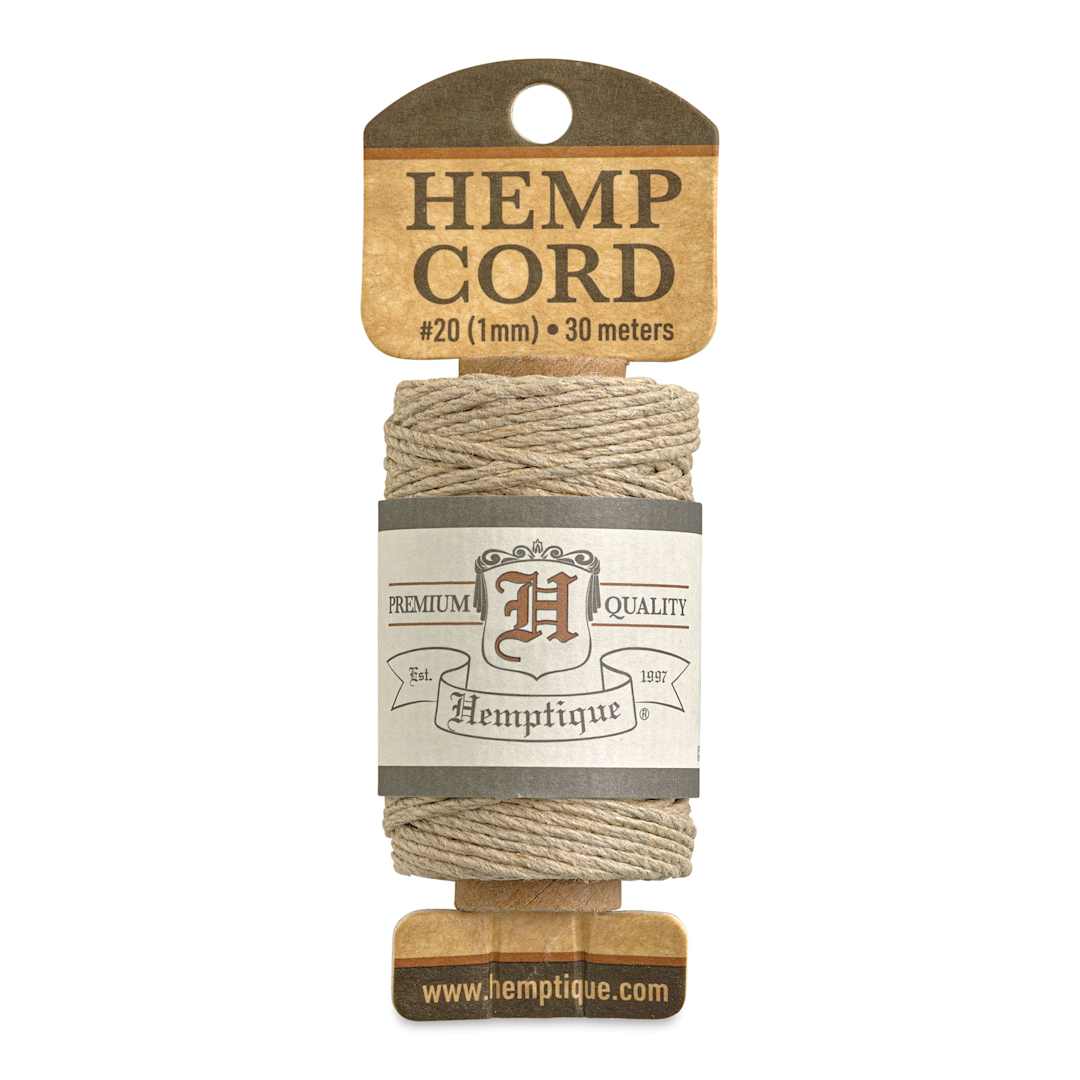 Open in modal - Hemptique Hemp Cord Spool - Natural, 1 mm x 98.4 ft, front of the packaging