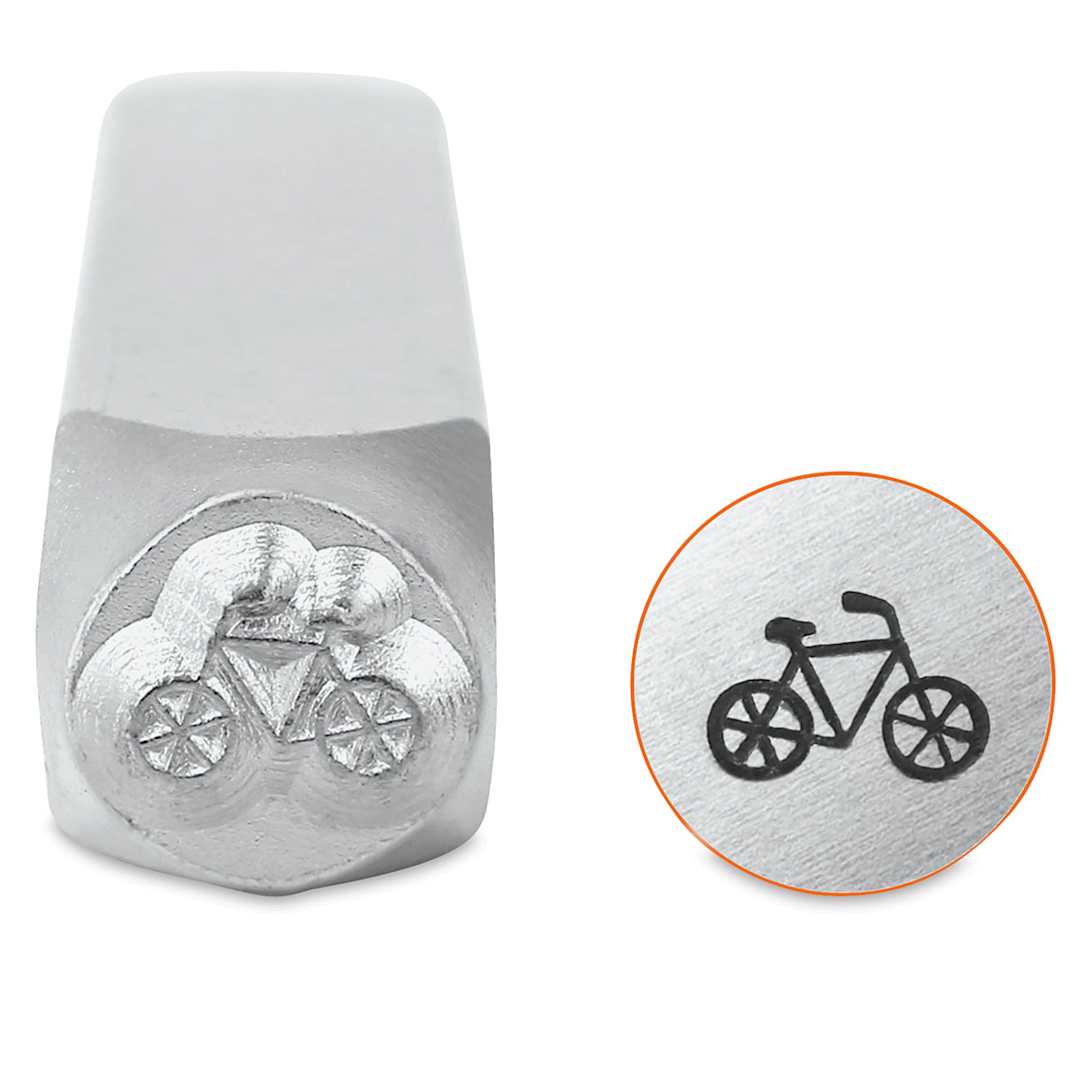 Open in modal - ImpressArt Design Stamps - Front view of Bicycle Stamp with example of impression