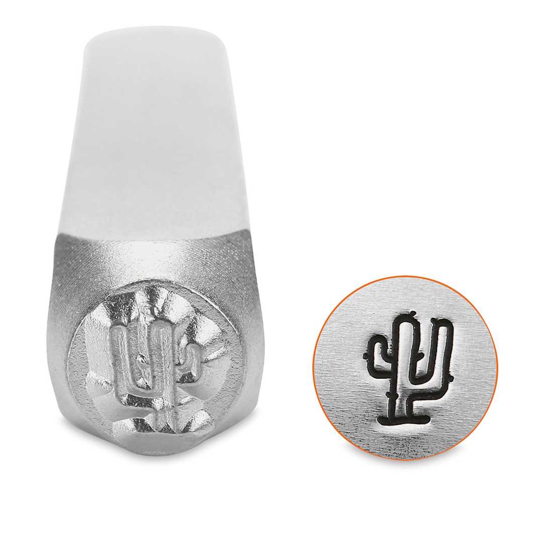 Open in modal - ImpressArt Design Stamps - Front view of Cactus Stamp with example of impression