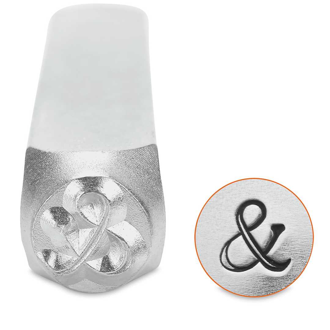 Open in modal - ImpressArt Design Stamps - Front view of Ampersand Stamp with example of impression
