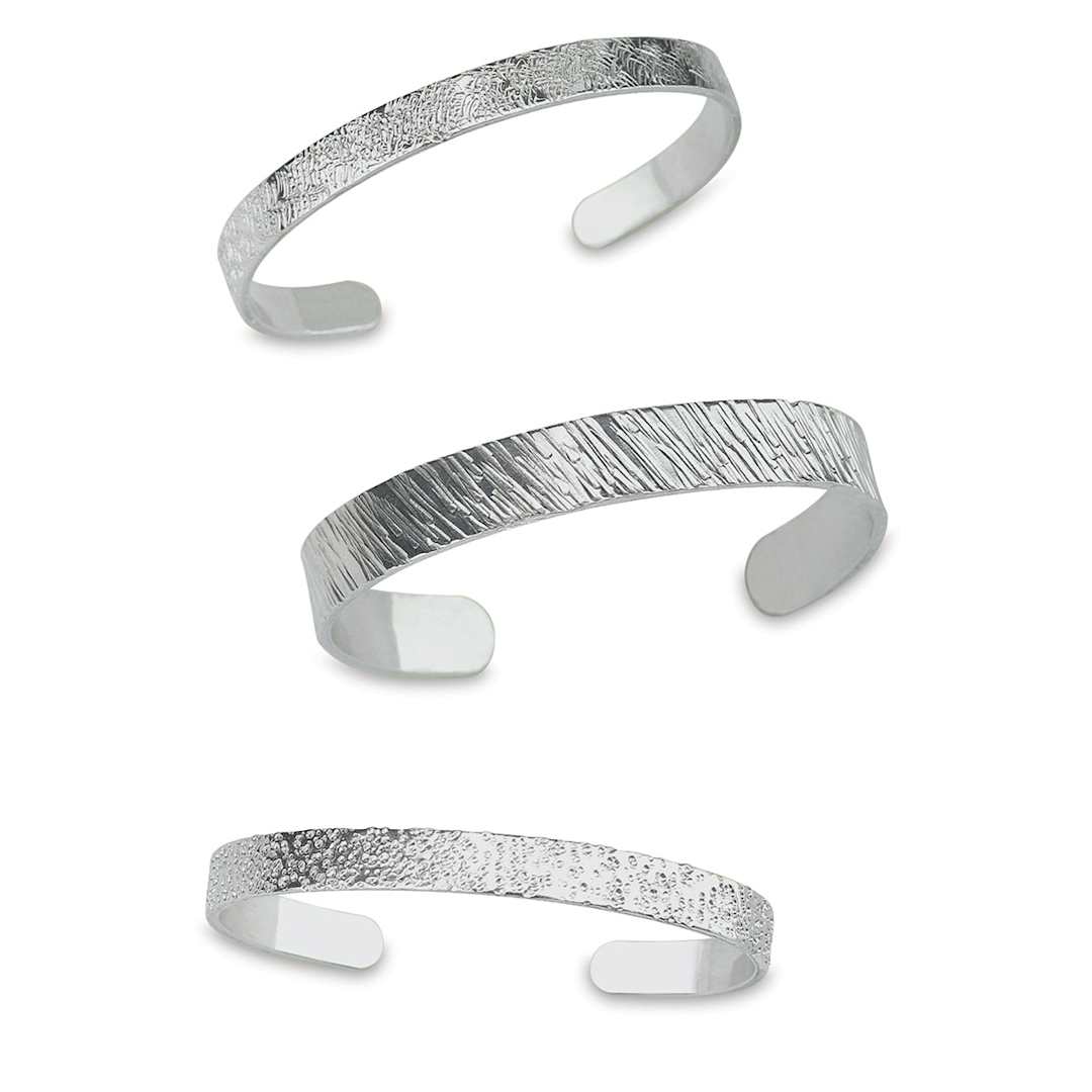 Open in modal - Bracelet Stamping Blanks  - Three finished stamped bracelets 