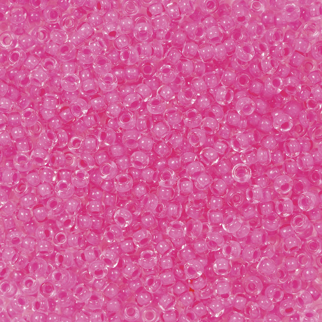 Open in modal - John Bead 11/0 Czech Glass Seed Beads - Neon Pink, Color Lined