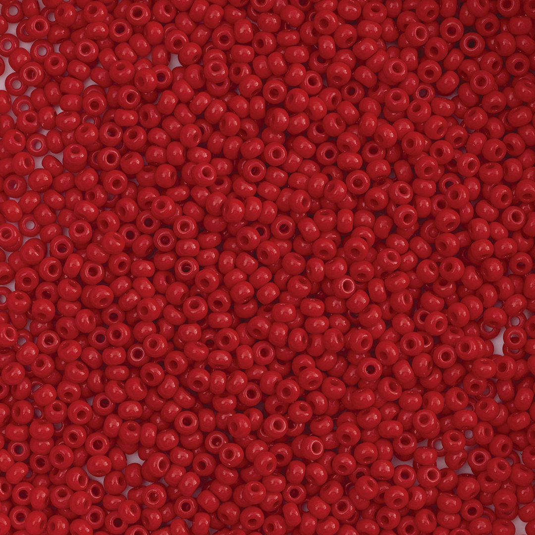 Open in modal - John Bead Czech Glass Seed Beads - Medium Red, 10/0 - close-up
