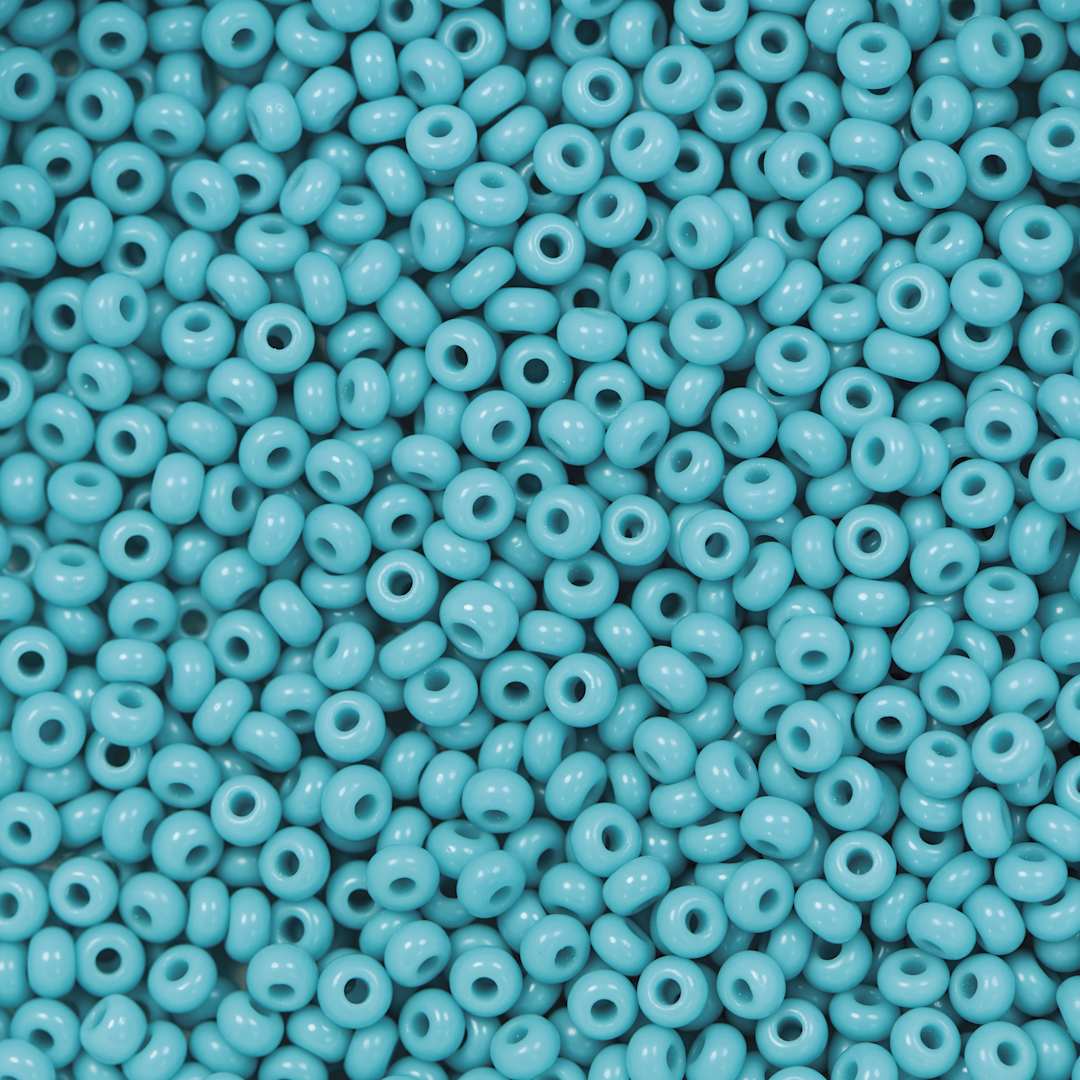 Open in modal - John Bead Czech Glass Seed Beads - Turquoise Blue, Opaque, 10/0 - close-up
