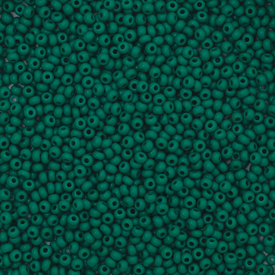 Open in modal - John Bead Czech Glass Seed Beads - Dark Green, 10/0 - close-up