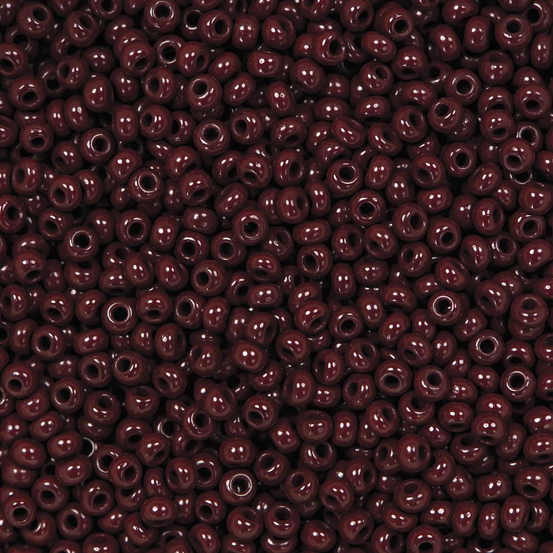 Open in modal - John Bead Czech Glass Seed Beads - Dark Brown, Opaque, 10/0 - close-up