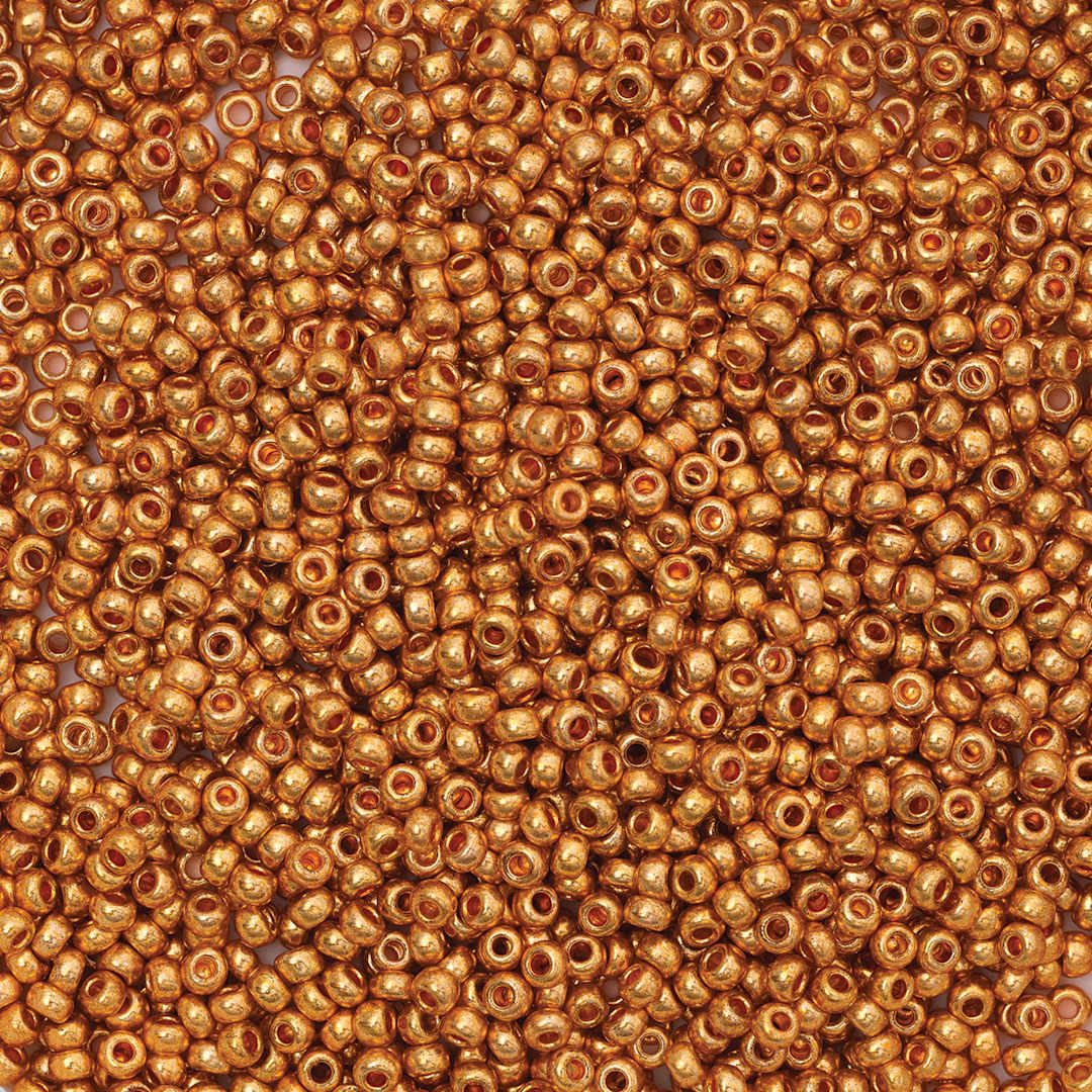 Open in modal - John Bead Czech Glass Seed Beads - Gold, 10/0 - close-up