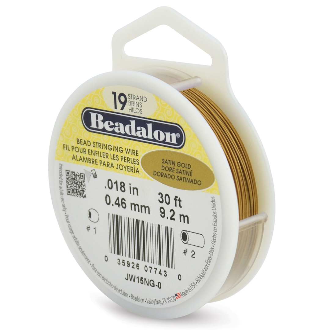 Open in modal - Beadalon 19 Strand Bead Stringing Wire -  Satin Gold, 0.018" x 30 ft.
