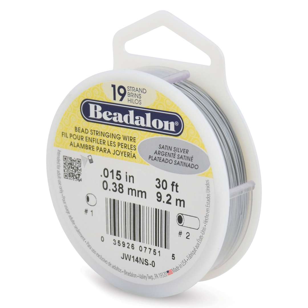 Open in modal - Beadalon 19 Strand Bead Stringing Wire - Satin Silver, 0.015" x 30 ft.