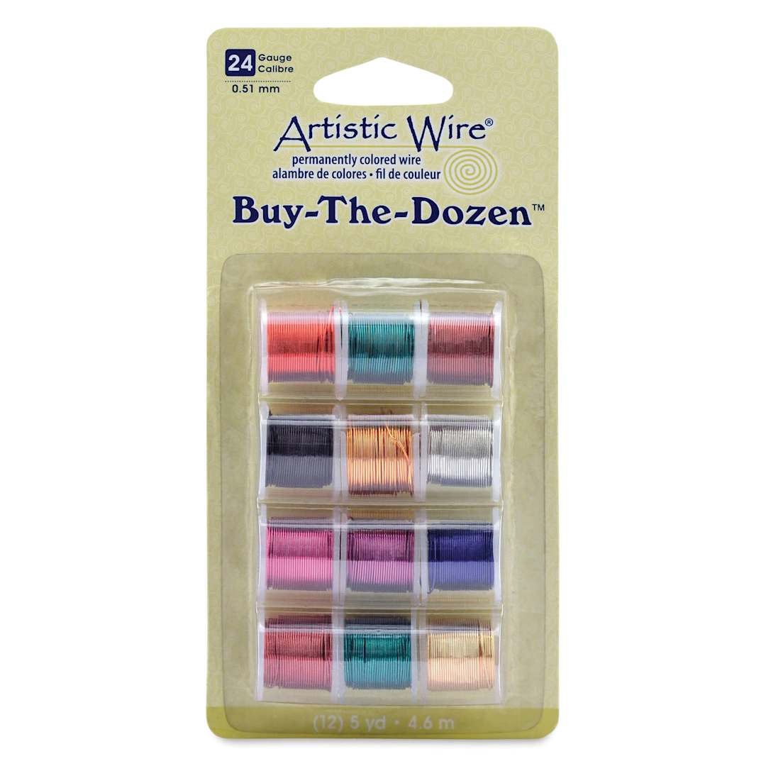 Open in modal - Artistic Wire Colored Copper Craft Wire - Buy-The-Dozen, Assorted Colors, 24 Gauge, 15 ft, Set of 12