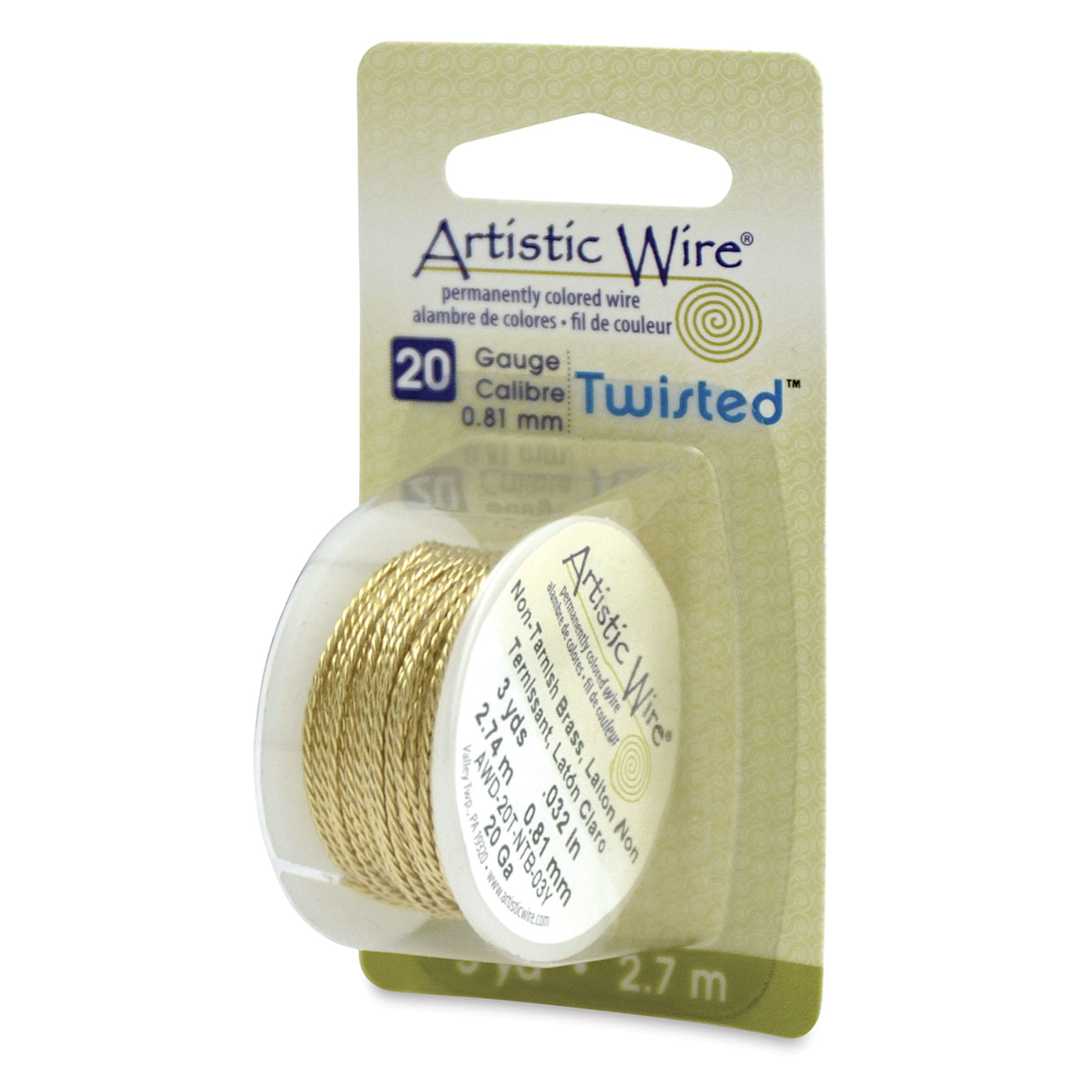 Open in modal - Artistic Wire Aluminum Craft Wire - Brass, Twisted, 20 Gauge, 9 ft