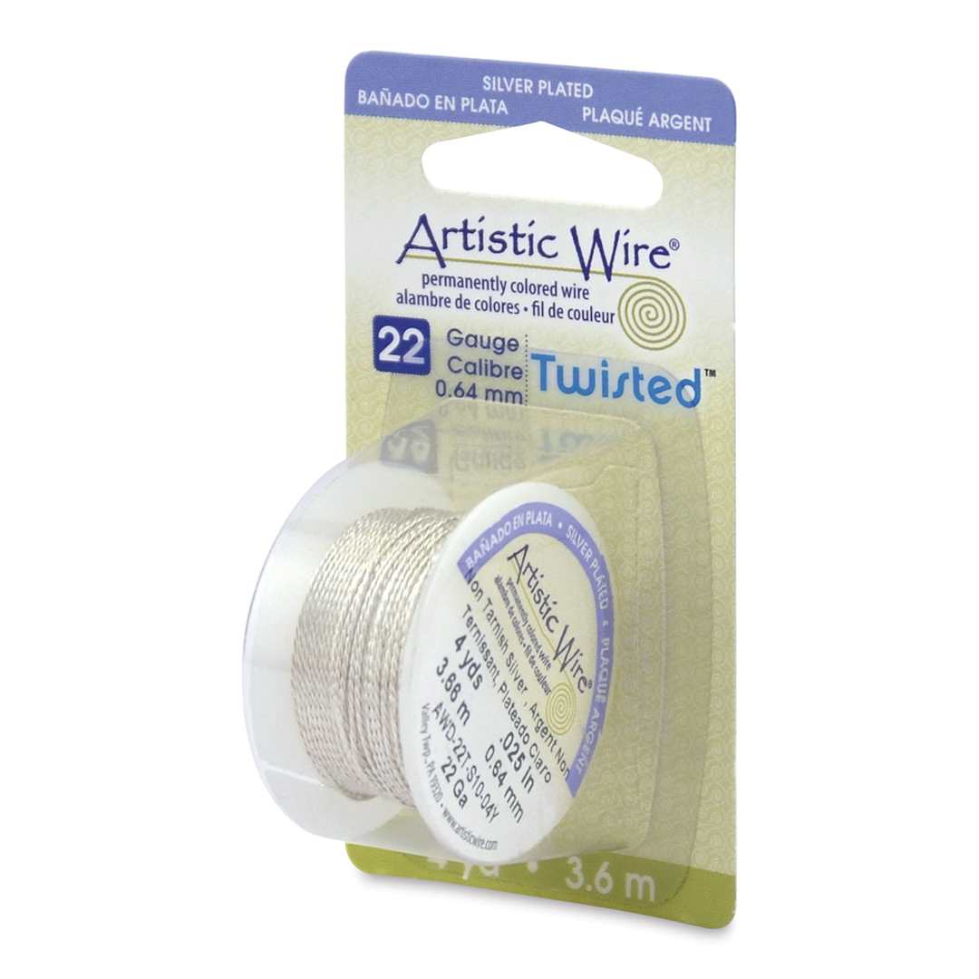 Open in modal - Artistic Wire Silver Plated Copper Craft Wire - Silver, Twisted, 22 Gauge, 12 ft