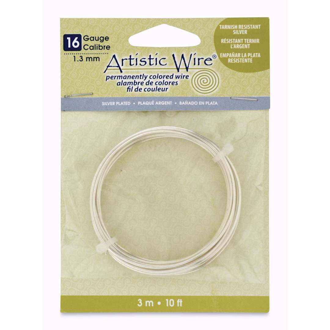 Open in modal - Artistic Wire Silver Plated Copper Craft Wire - Silver, Tarnish Resistant, 16 Gauge, 10 ft