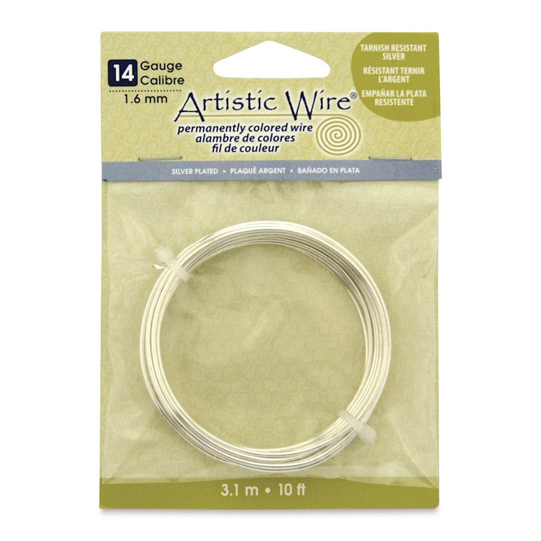 Open in modal - Artistic Wire Silver Plated Copper Craft Wire - Silver, Tarnish Resistant, 14 Gauge, 10 ft