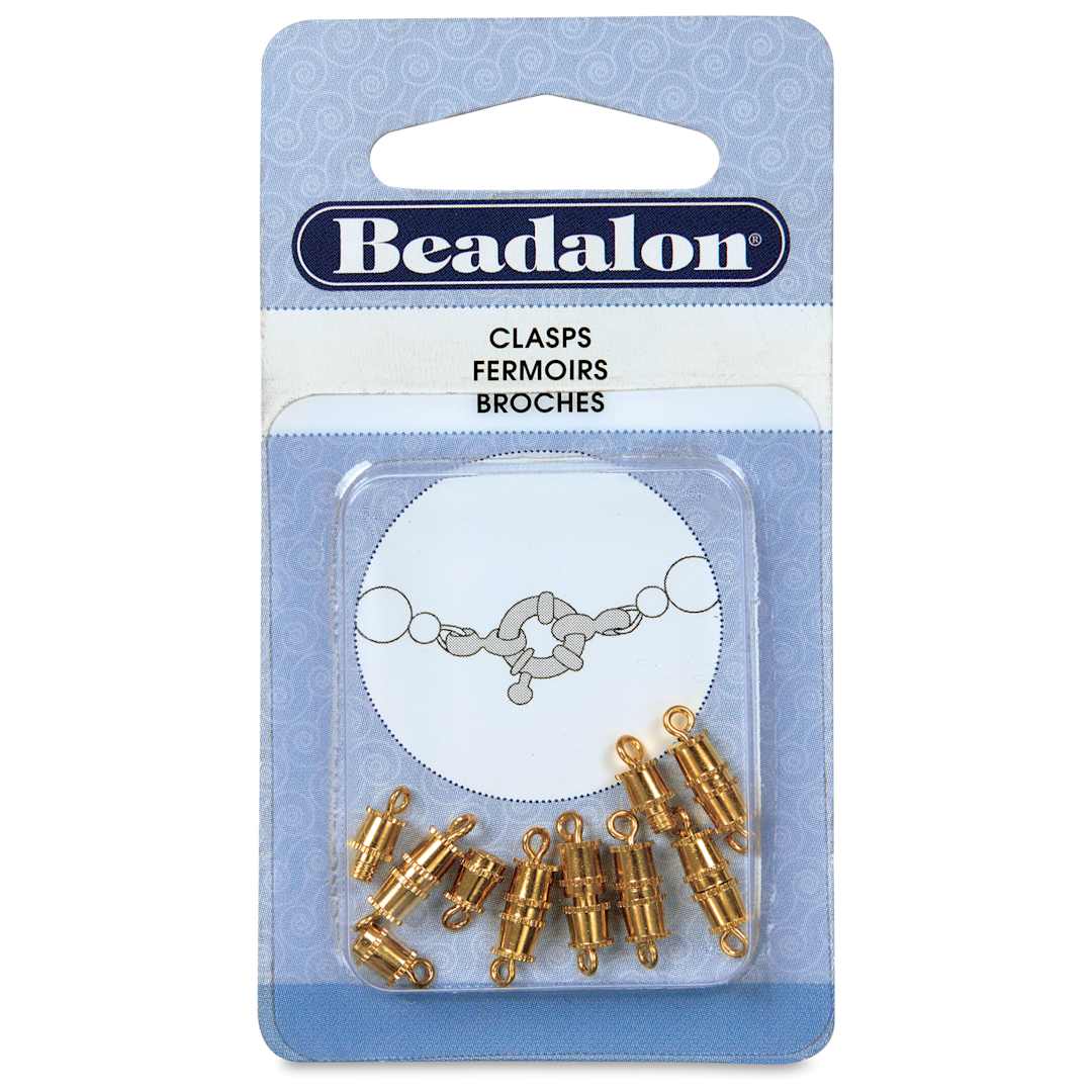 Open in modal - Beadalon Barrel Clasps - Gold, Pkg of 8 front of packaging