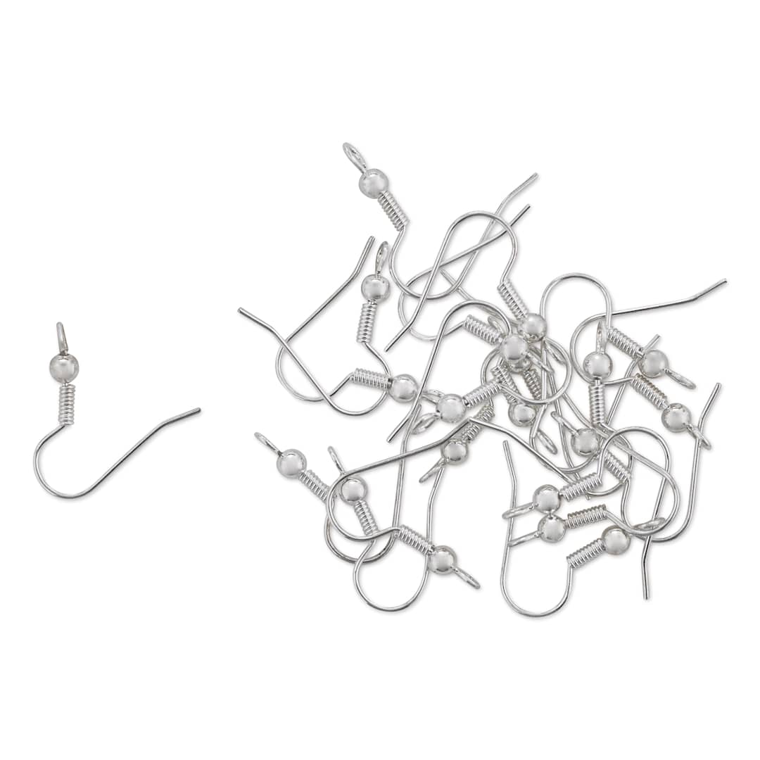 Open in modal - Beadalon Ear Wires - 0.76 mm, Classic, Ball & Spring, Silver Plated, Pkg of 20