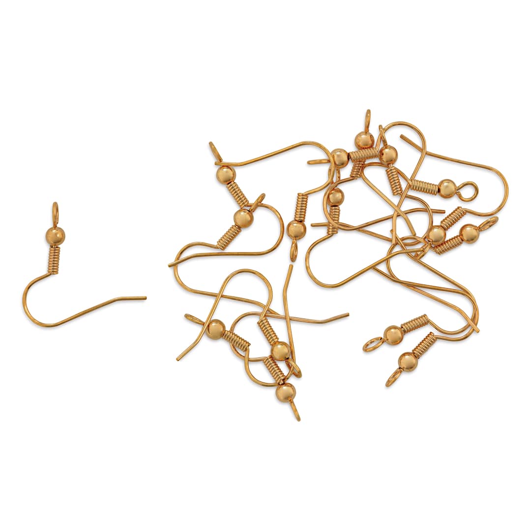 Open in modal - Beadalon Ear Wires - 0.63 mm, Classic, Ball & Spring, Gold, Pkg of 16