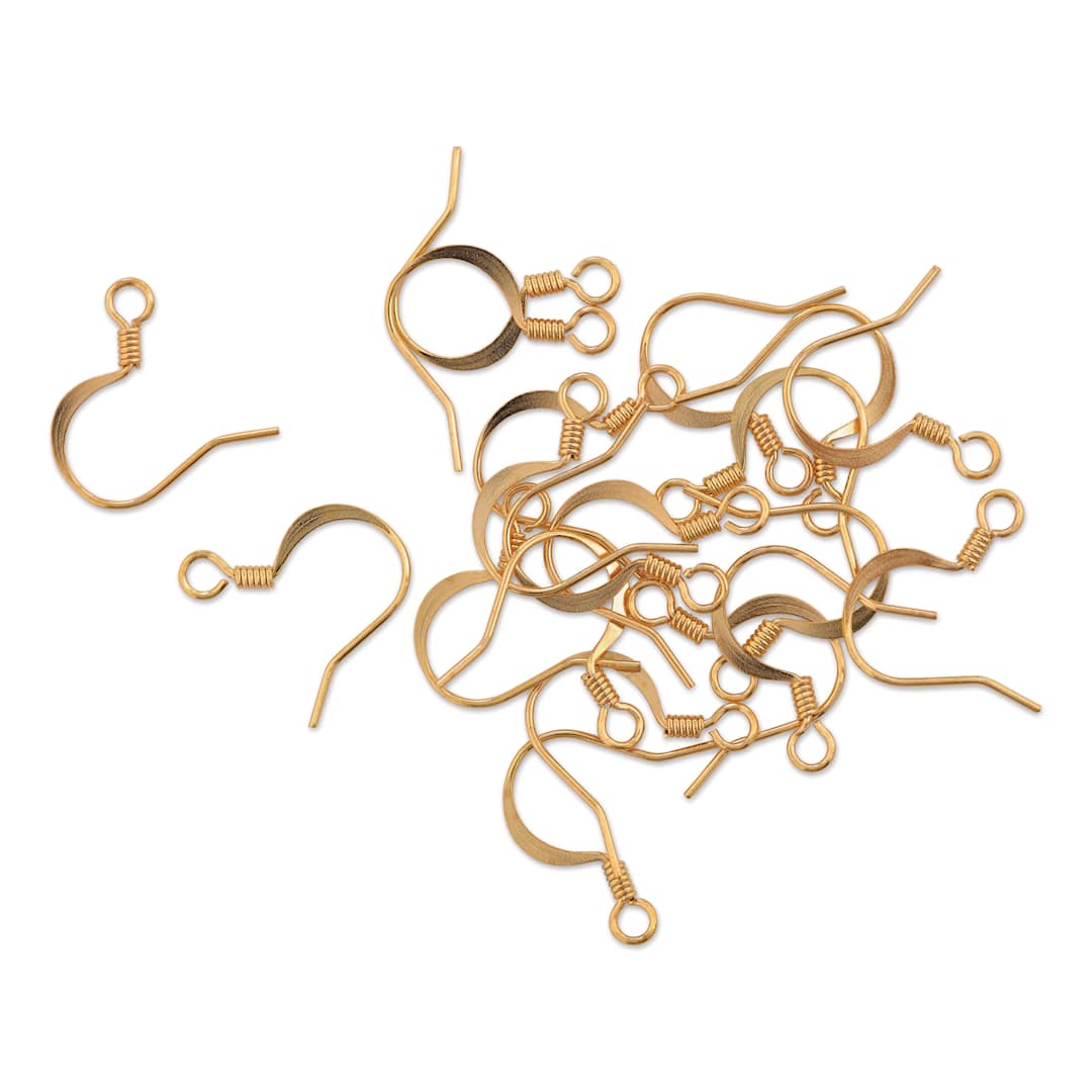 Open in modal - Beadalon Ear Wires - 0.63 mm, Classic, Dapped & Spring, Gold, Pkg of 20