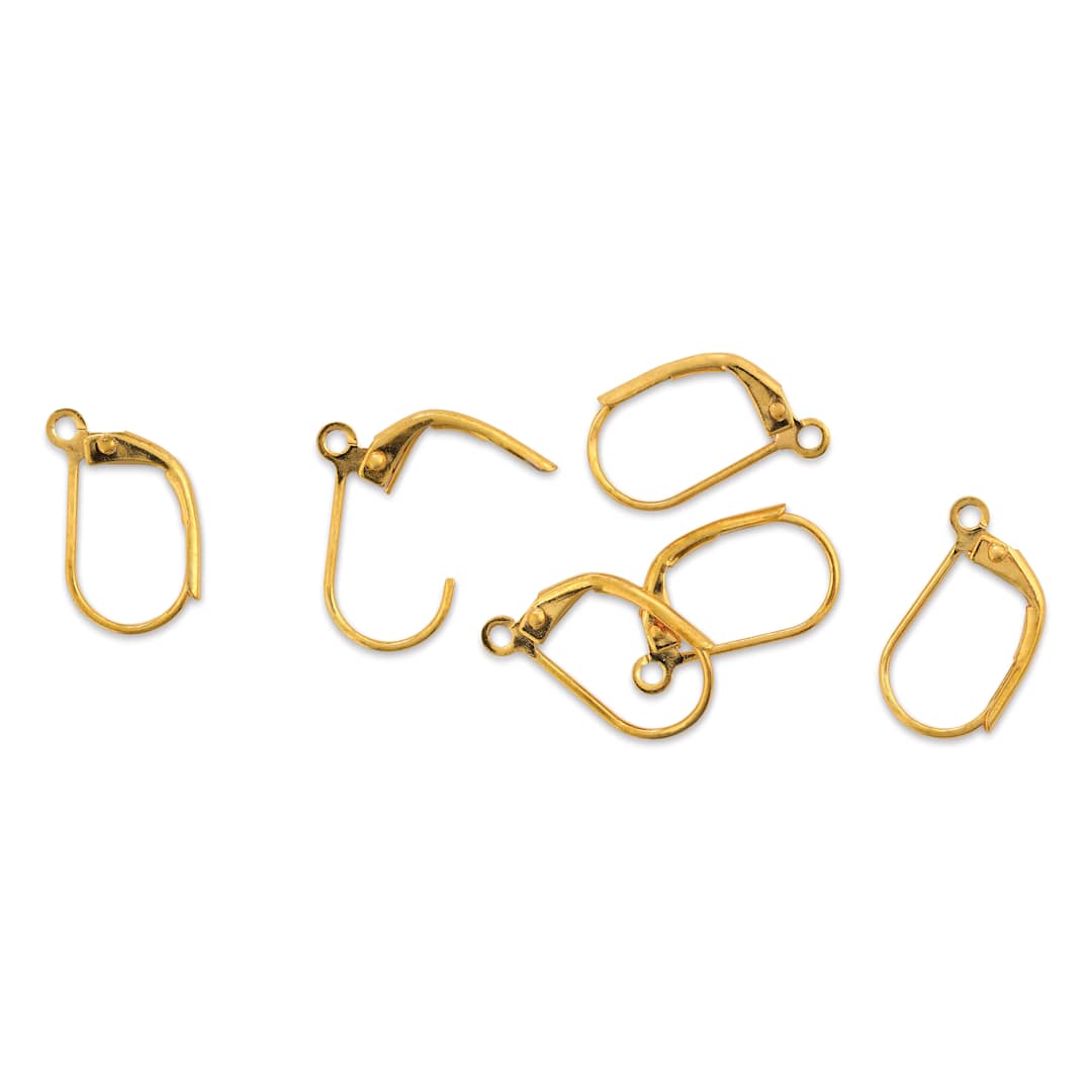 Open in modal - Beadalon Ear Wires - 0.76 mm, Leverback, Plain, Gold, Pkg of 6
