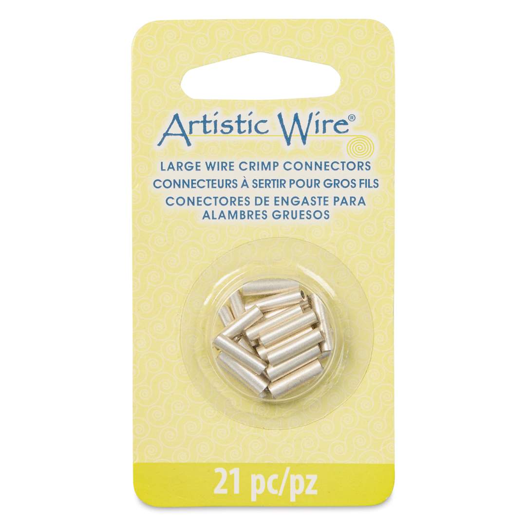 Open in modal - Artistic Wire Large Wire Crimp Connectors - Tarnish Resistant Silver Plated, 10 mm, Pkg of 21 front of packaging