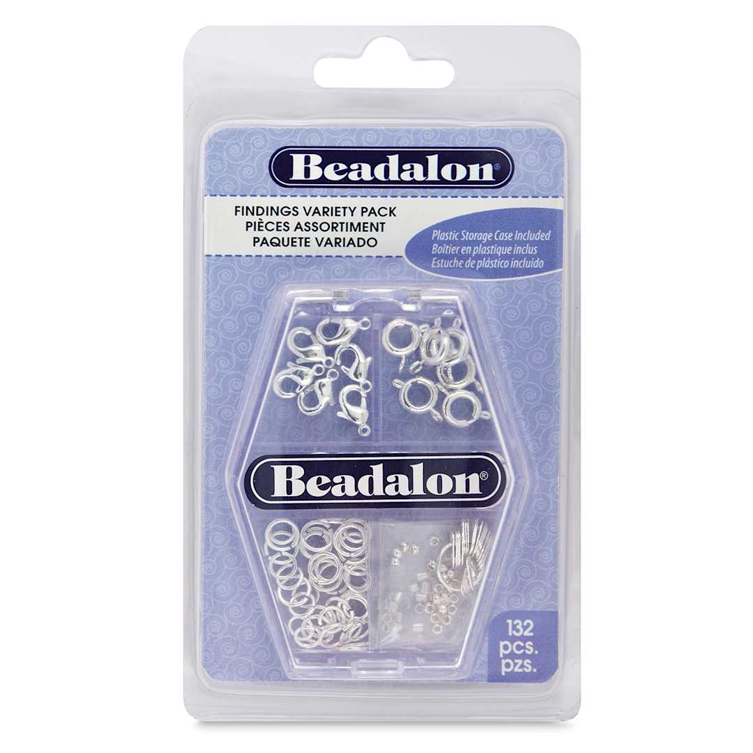 Open in modal - Beadalon Jewelry Findings Variety Packs - Front of blister pack of 132 pc Silver Findings