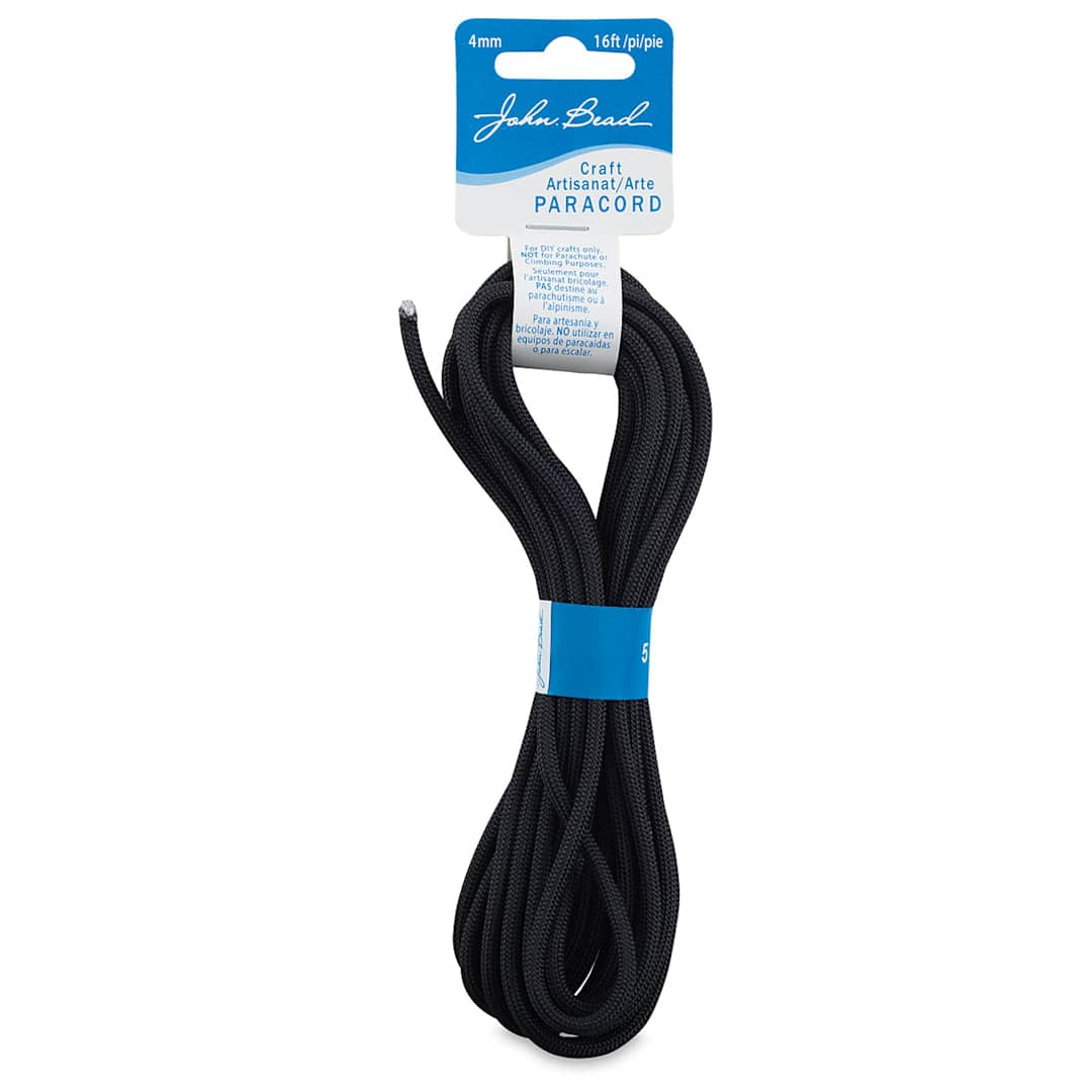 Open in modal - John Bead Craft Paracord - Black cord looped on hanging label
