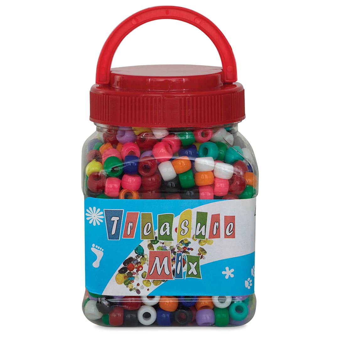 Open in modal - Plastic Bead Mixes - Front of Tub of 1000 Pony Beads