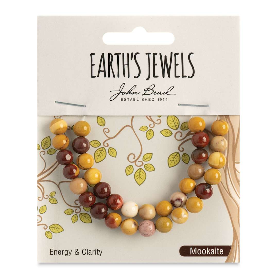 Open in modal - John Bead Earth’s Jewels Mookaite Beads - Round, Pkg of 33, 6 mm Dia. - front of packaging