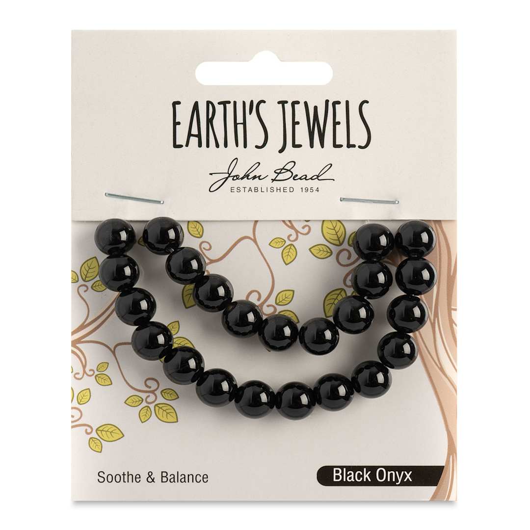 Open in modal - John Bead Earth’s Jewels Black Onyx Beads - Round, Pkg of 23, 8 mm Dia.