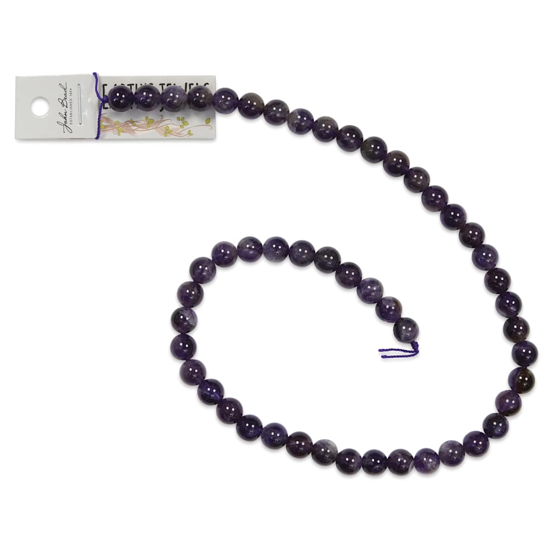 Open in modal - John Bead Earth's Jewels Amethyst Beads - Dark, Round, 8 mm, 16" Strand