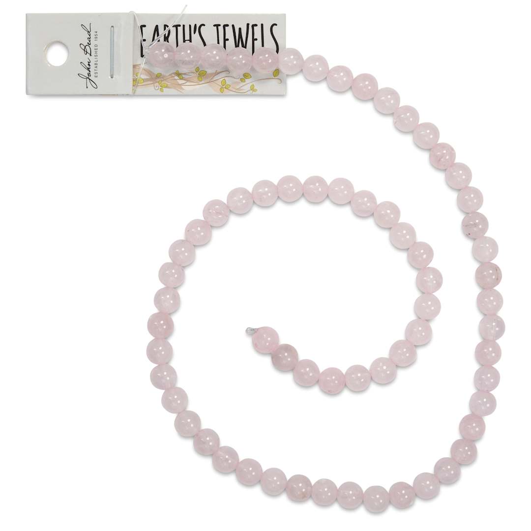 Open in modal - John Bead Earth's Jewels Quartz Beads - Rose Quartz, 6 mm, 16" Strand