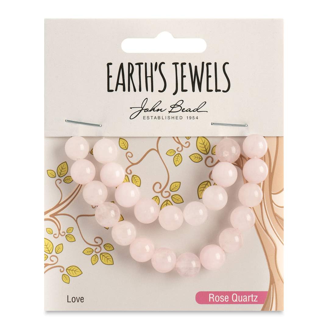 Open in modal - John Bead Earth's Jewels Quartz Beads - Rose Quartz, Round, 8 mm, 23 beads