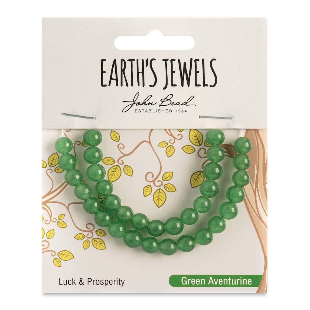 Open in modal - John Bead Earth’s Jewels Aventurine Beads - Round, Pkg of 33, Green, 6 mm Dia.