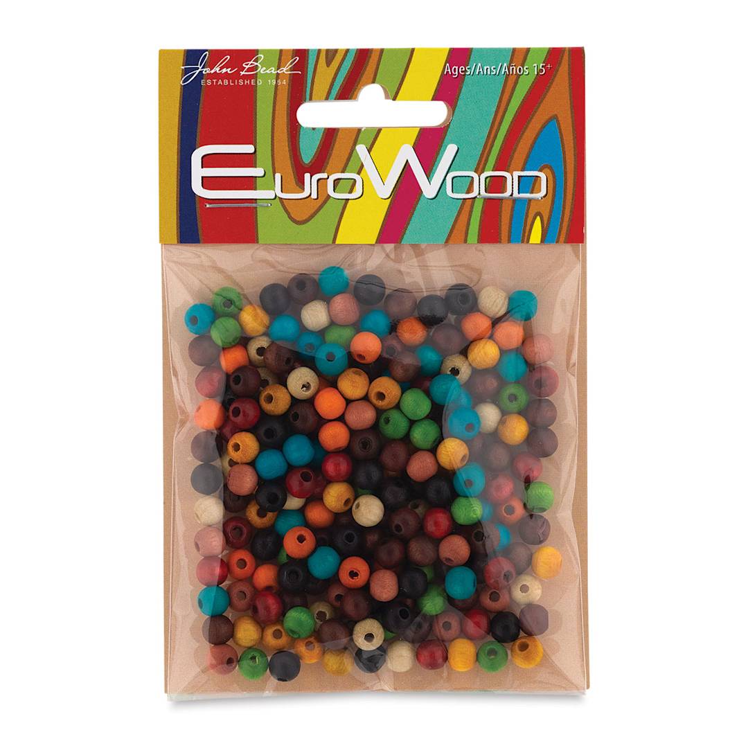 Open in modal - John Bead Euro Wood Beads - Multicolor, Round, 6 mm, Pkg of 200