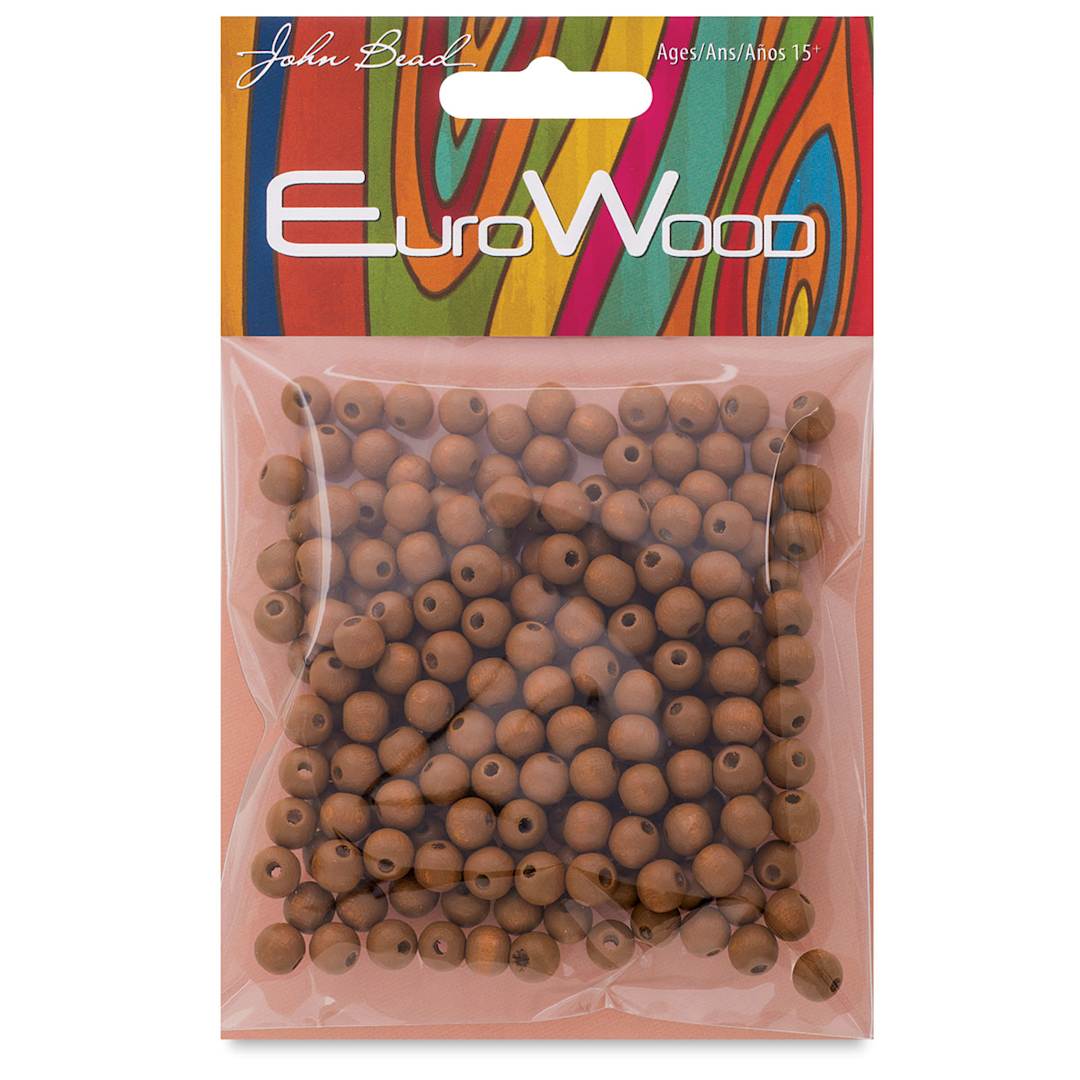 Open in modal - John Bead Euro Wood Beads - Coffee, Round, 6 mm, Pkg of 200