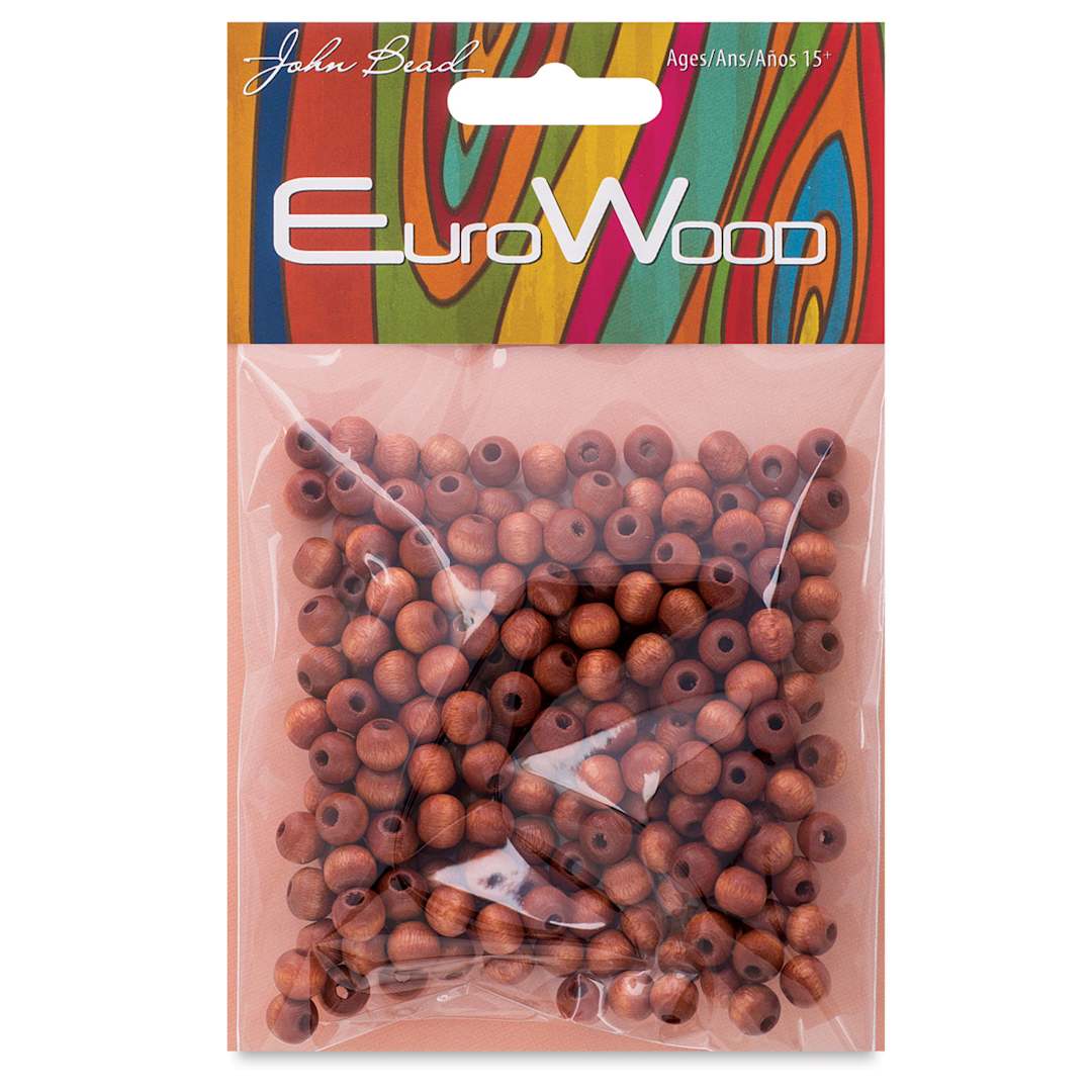 Open in modal - John Bead Euro Wood Beads - Light Brown, Round, 6 mm, Pkg of 200