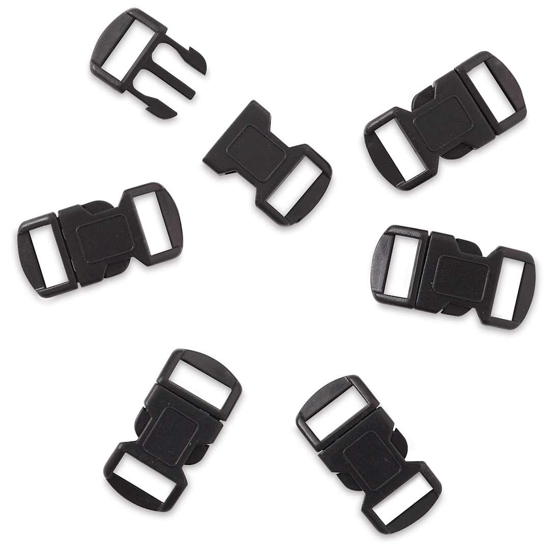 Open in modal - John Bead Craft Paracord Buckles - Set of 12 mm Black buckles with one detached