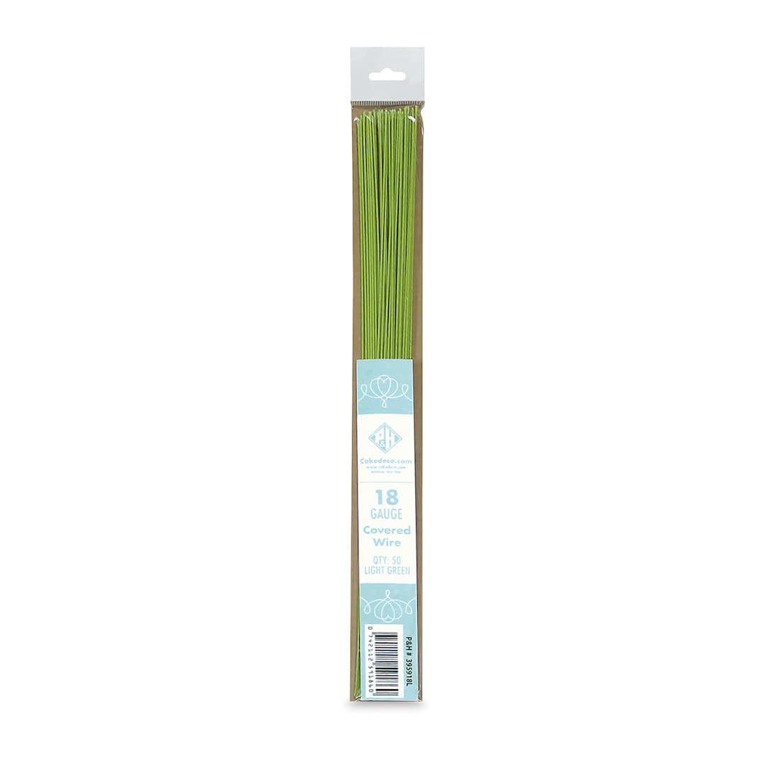 Open in modal - CakeDeco Floral Wire - Green, Pkg of 50, 18 gauge, 14" long