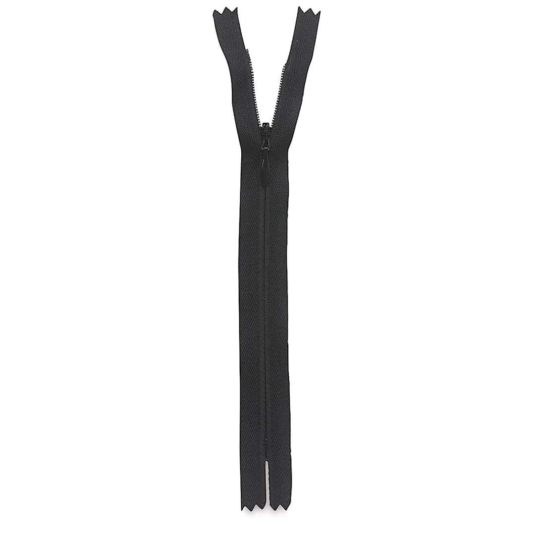 Open in modal - Zippers - Black Nylon Zipper upright and open slightly