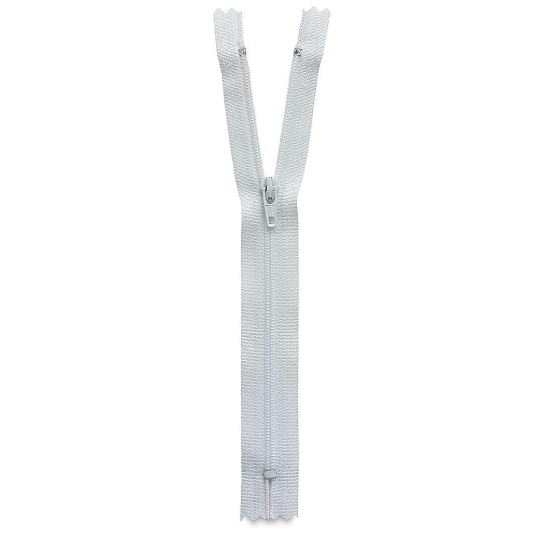 Open in modal - Zippers - White Nylon Zipper upright and open slightly
