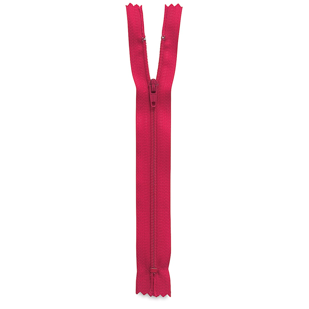 Open in modal - Zippers - Red Nylon Zipper shown upright and slightly open