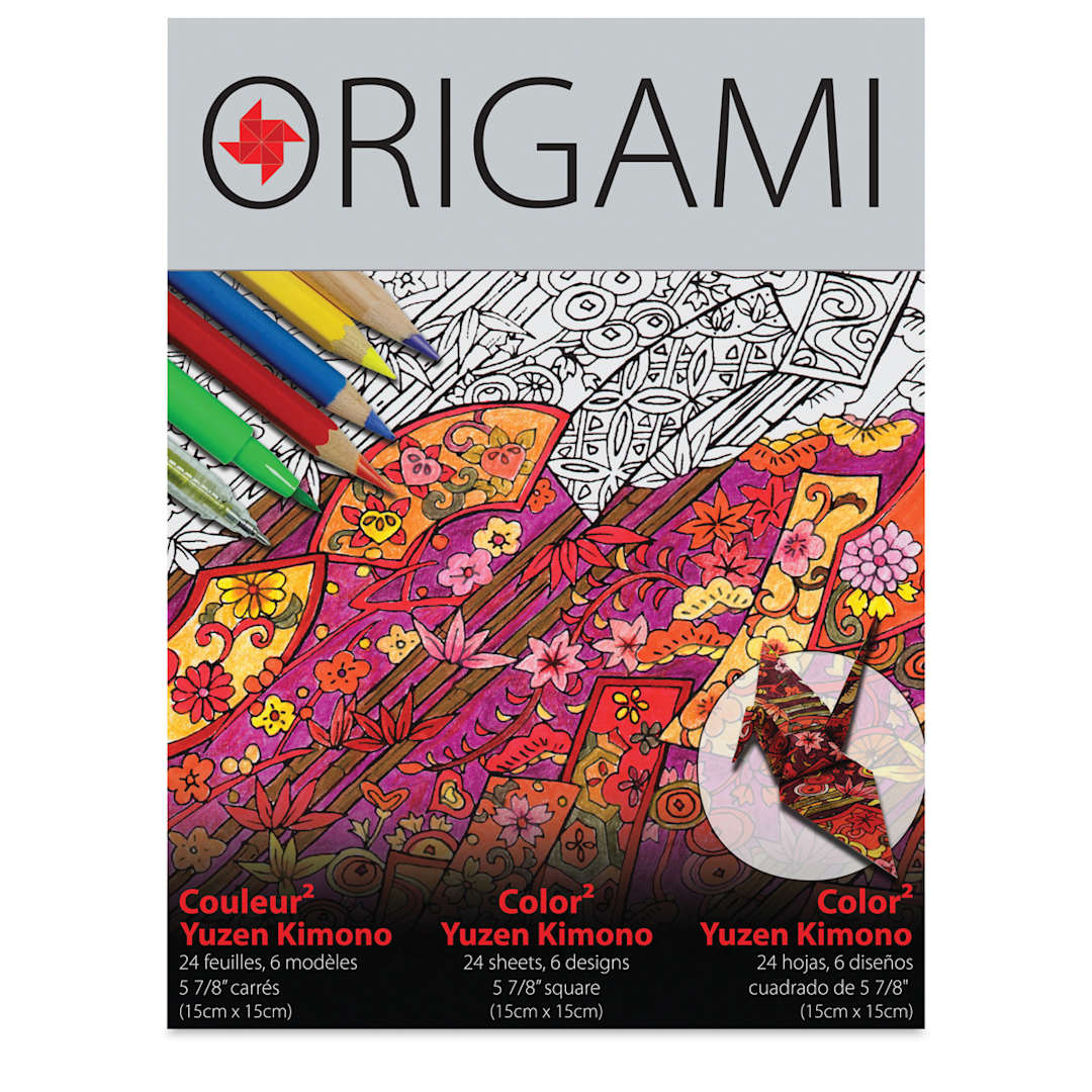 Open in modal - Yasutomo Color2 Coloring Origami Paper - Front of package of Yuzen Kimono Designs