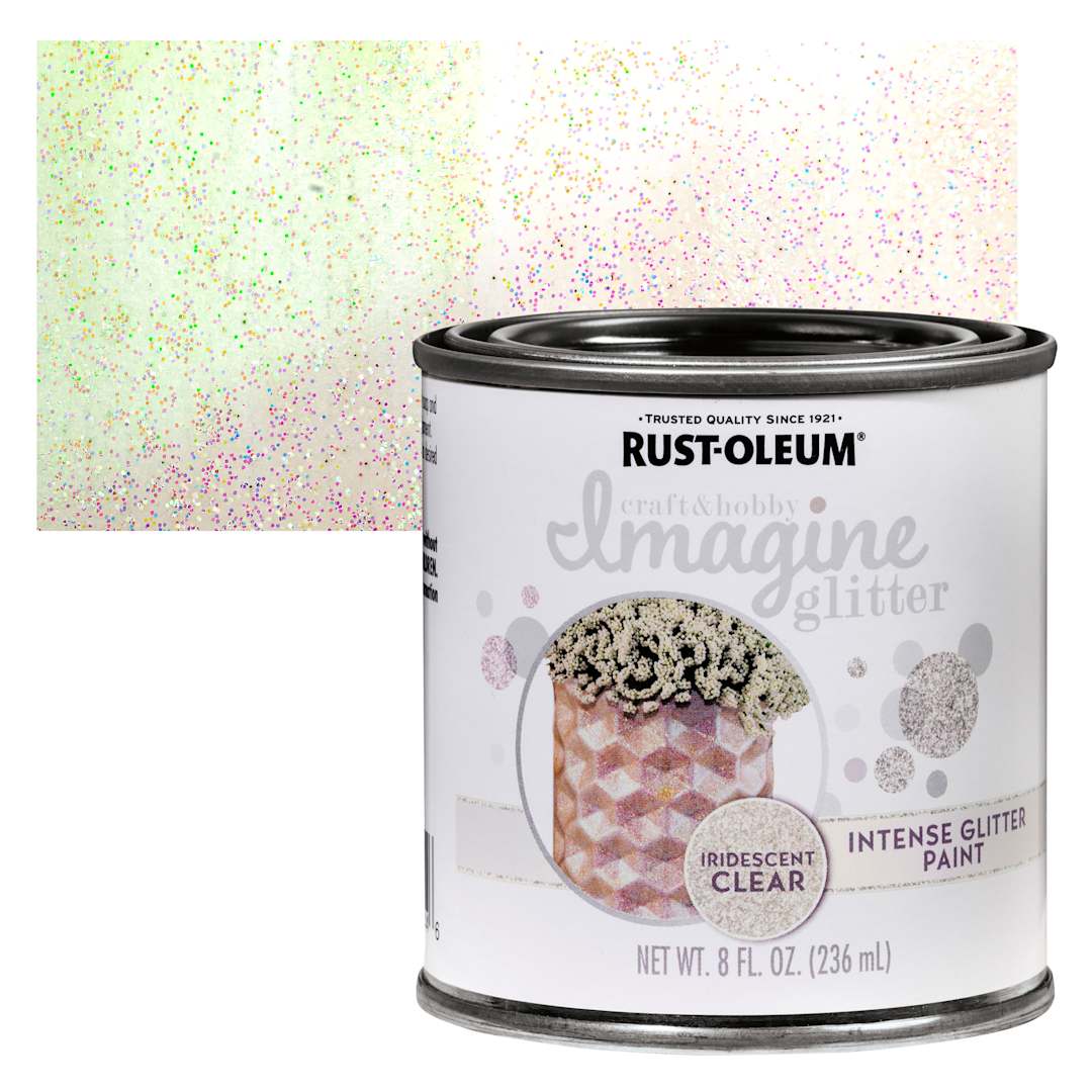 Open in modal - Rust-Oleum Imagine Intense Glitter Paint - Iridescent, 8 oz can and swatch