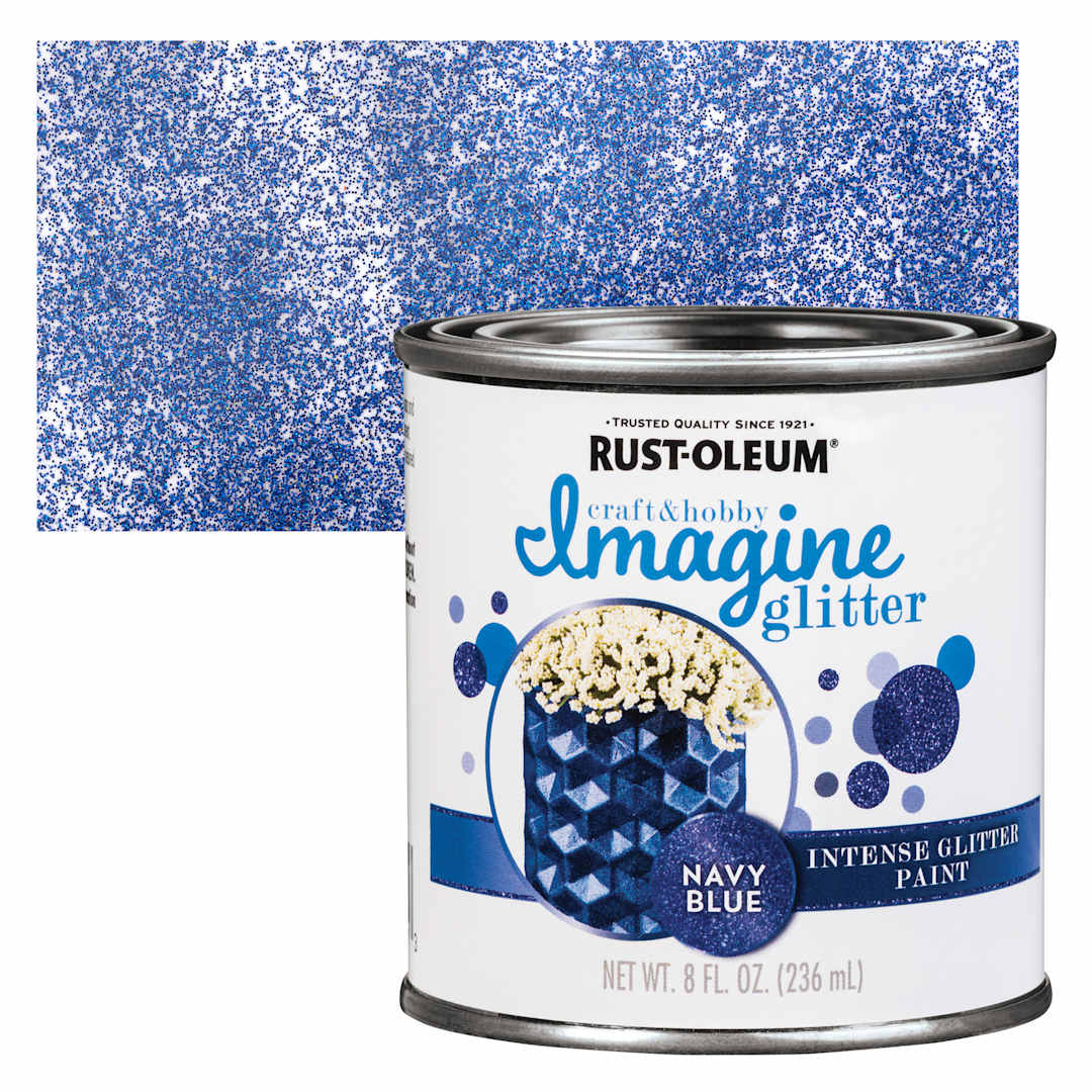 Open in modal - Rust-Oleum Imagine Intense Glitter Paint - Navy Blue, 8 oz can and swatch