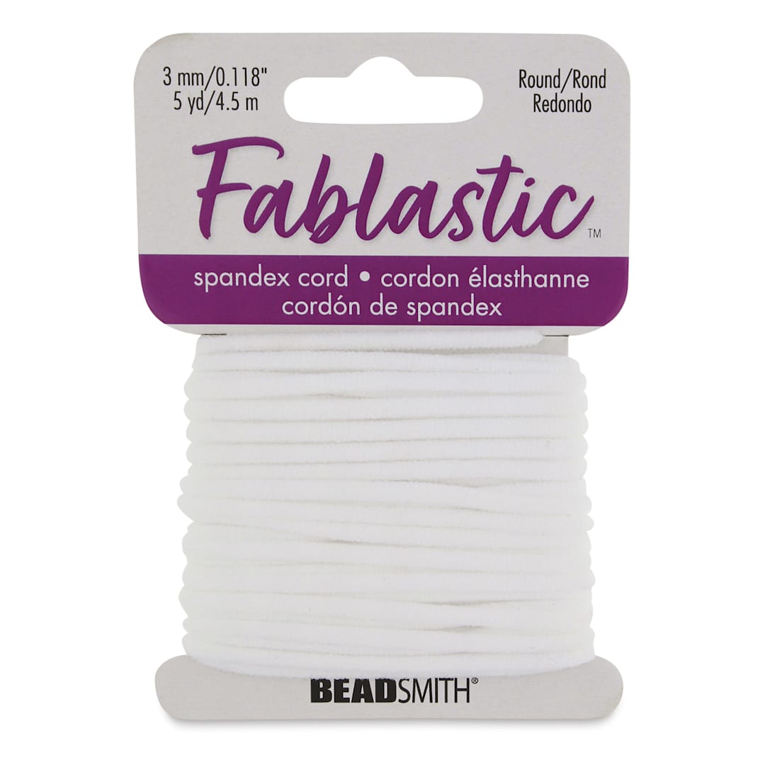 Open in modal - Round Stretch Cord, White, 3 mm x 5 yd