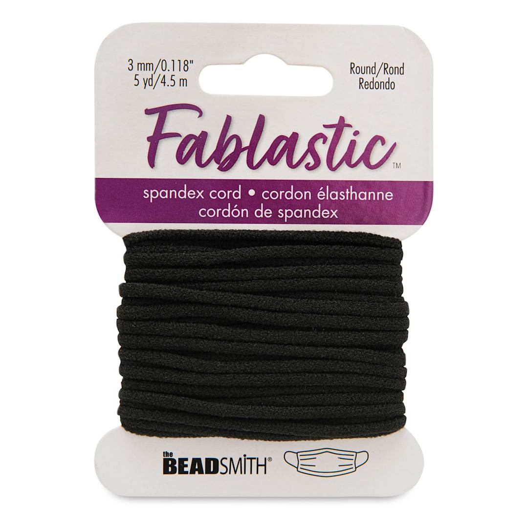 Open in modal - Round Stretch Cord, Black, 3 mm x 5 yd