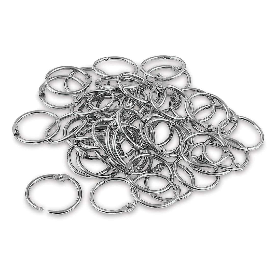 Open in modal - Hygloss Book Rings - 50 1" silvertone book rings in pile