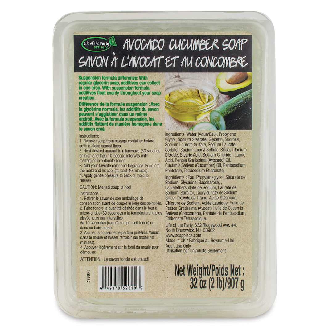 Open in modal - Life of the Party Glycerin Soap Base - Front of Avocado and Cucumber package